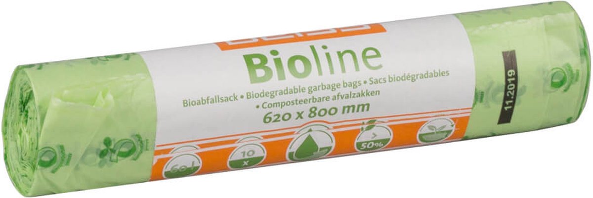 Bio afvalzakken lichtgroen 62 x 80 cm 18 micron 60 liter composteerbaar | 5 stuks