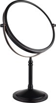 Miroir de table 20 cm double sur pied avec miroir de maquillage rotatif standard grossissant 10x bronze noir