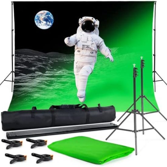 Green Screen Met Statief Achtergrondsysteem Green Screen Doek