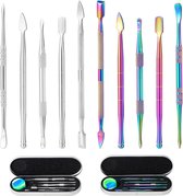 Pack of 12 Clay Wax Carving Tool, Dabbing Tool, Double-Ended Stainless Steel Sculpture Tool, DIY Tool for Sculpture, Modeling, Scraping Shapes, Pottery Work (Rainbow + Silver)