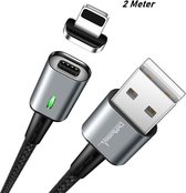 DrPhone iCON - 2 Meter Lightning Magnetische Kabel - 3.0A Snellader + Datakabel - Fast Charge - Geschikt iPhone 13 / 12 / 11 / X / XS / XR / 8 / 7 / SE / iPad Zwart