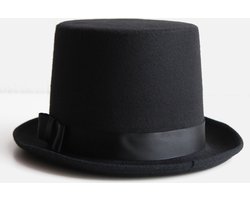KIMU® Hoge Hoed Zwart Steampunk Tophat Dames - Maat 58 59 60 - Zwarte Top Hat S/M/L Halloween