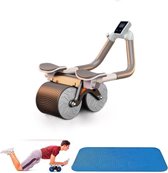 CNL Sight®Ab-roller met timer( Grey) - buikspiertrainer - automatische rebound met stabiele dubbele wielen - buiktrainer met kniemat - perfect fitnessapparaat voor thuis voor mannen en vrouwen