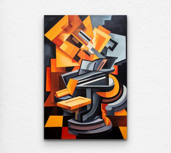 schilderij piano - piano schilderij - muziekkamer - muziek schilderij - abstract schilderij - abstract - 100 x 150 cm 18mm
