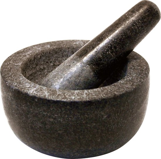 mortier en pierre avec pilon dans un ensemble, mortier efficace et facile,  en granit... | bol