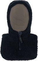 Konges Sløjd Teddy nekwarmer met muts - 2 in 1 - Total eclipse - Maat 12-18 maand