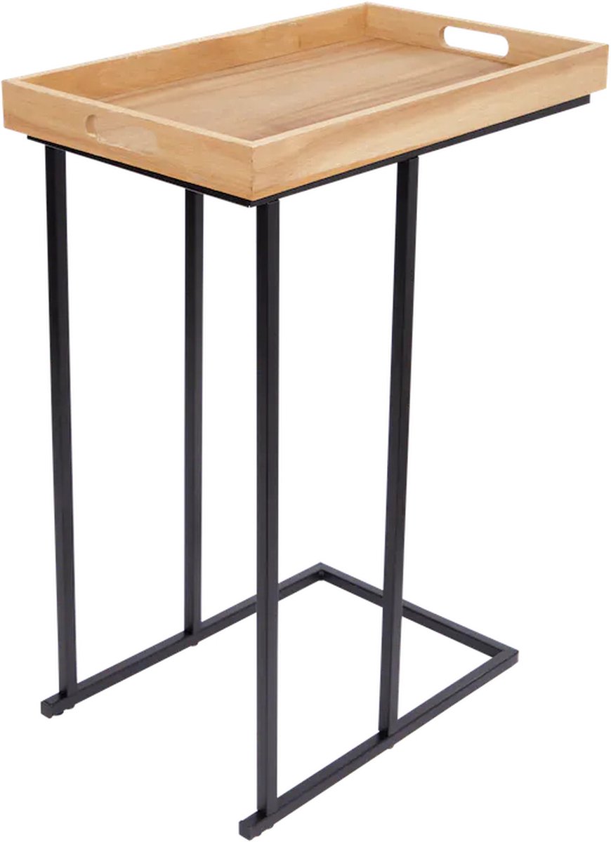 Moderne metalen bijzettafel met dienblad voor slaapkamer kleine ronde salontafel sofa tafel nachtkastje eenvoudige montage (wit