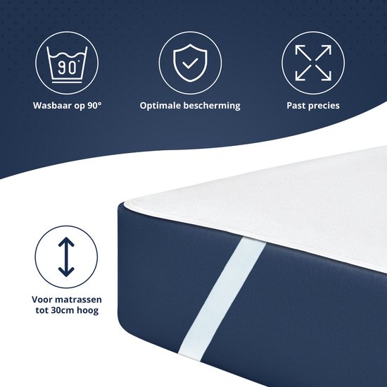 Jacobson - Protège matelas 90x200 cm - Protège matelas imperméable - Respirant - Antibactérien - Hauteur de matelas jusqu'à 30 cm - Wit