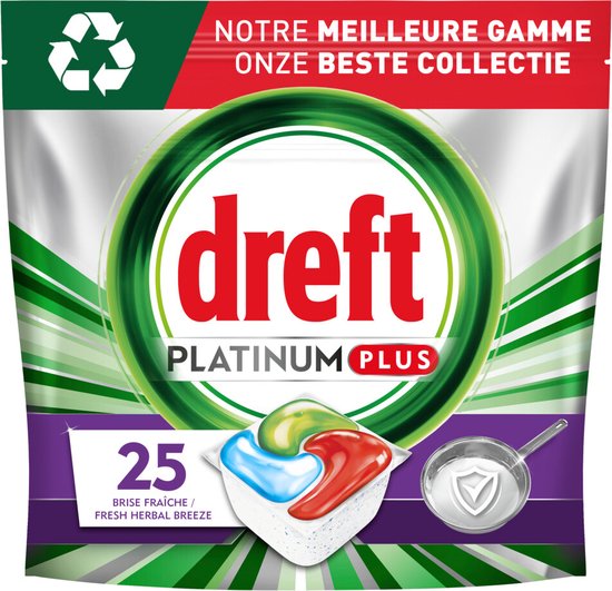 Dreft Platinum Plus All In One Machine Clean - Tablettes pour lave-vaisselle  - 5 x 25... | bol
