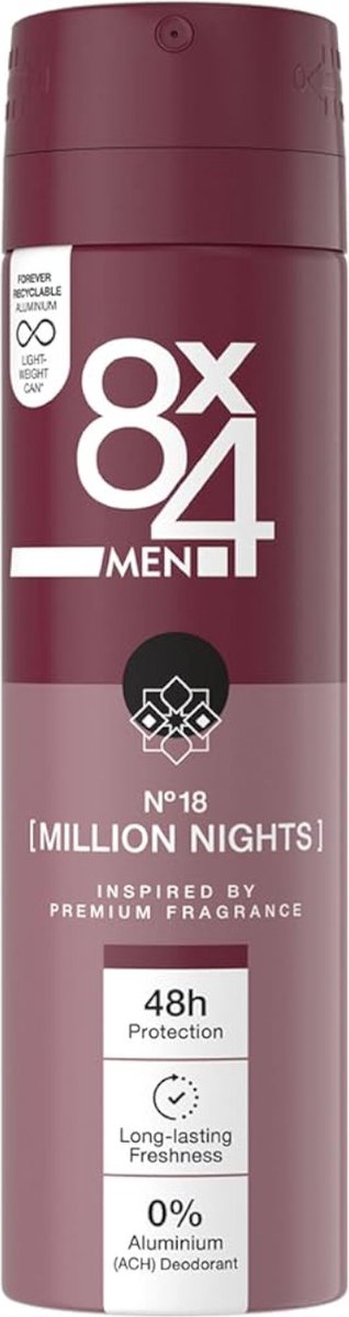 Goedkoopste 8x4 Deospray Men - No.18 Millions Nights 150 ml