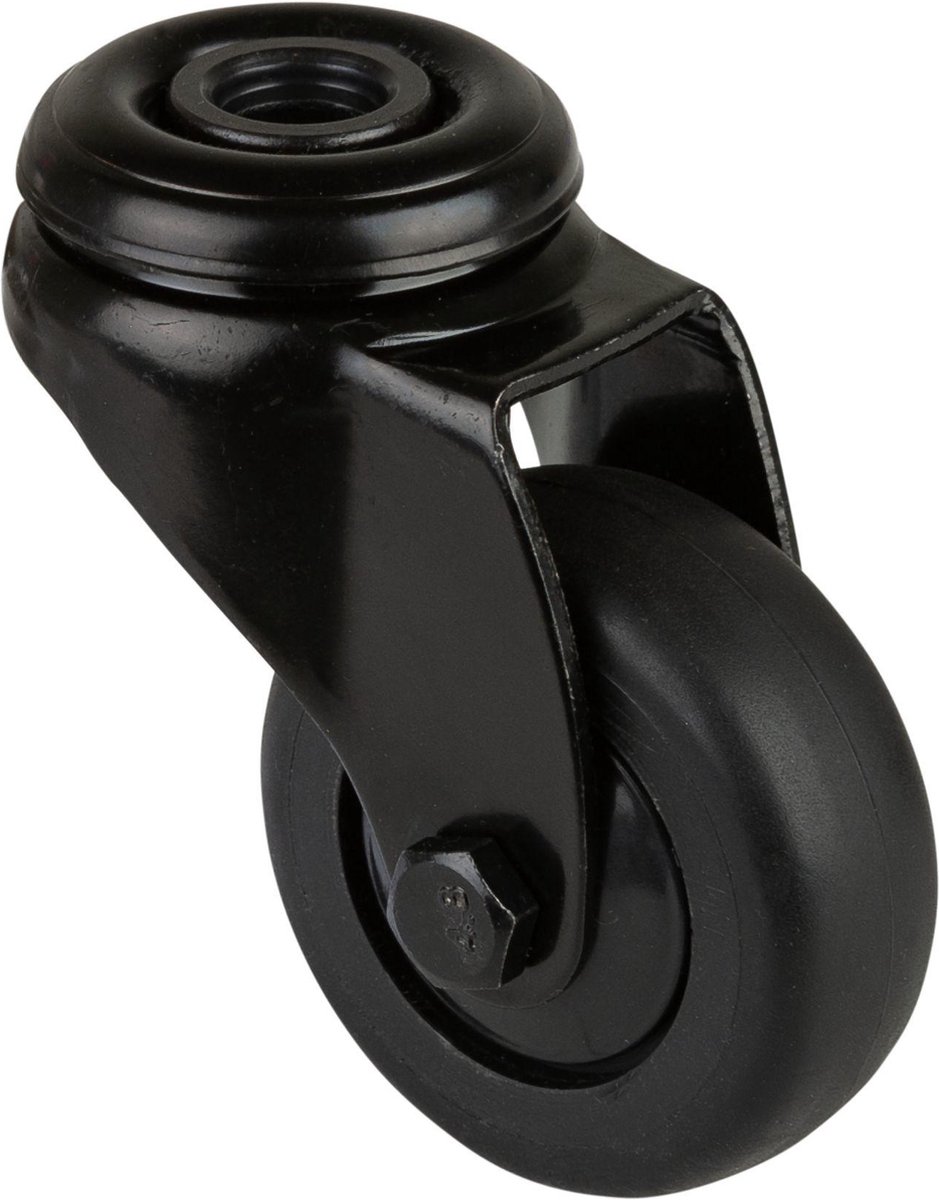Zwenkwiel D.50mm Trgf.50kg w.gat Ku.Kugell.Gum.schwarz BS ROLLEN