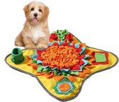 Honden activiteiten en snuffelmat fleece en anti slip geel - snuffelmat - likmat - slowfeeder - honden speelgoed