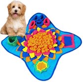 Honden activiteiten en snuffelmat fleece en anti slip blauw - snuffelmat - honden speelgoed - hond - likmat - slowfeeder