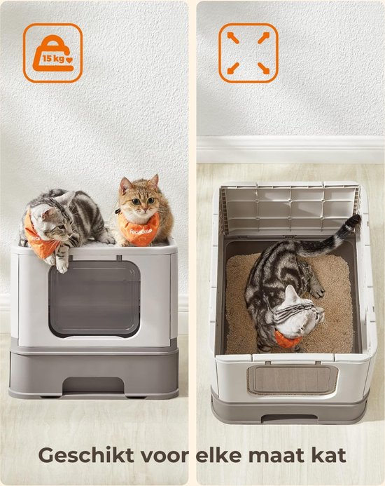 ALLGoods. Kattenbak Zelfreinigend – Kattenhuis met Zeef – Automatische Kattenbak Makkelijk Schoonmaken - Geschikt Voor Elke Kat