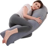 Sleepcomfort - J-Vorm Zwangerschapskussen – Zijslaapkussen volwassenen – Voedingskussen Zwangerschapskussens – Body Pillow - 163x63cm