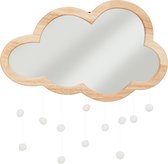 Atmosphera Wolk wandspiegel / spiegel - Met pompons - 40 x H 36 cm - Hout