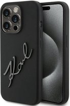 Karl Lagerfeld Backcase hoesje geschikt voor iPhone 15 Pro Max - Effen Zwart - Kunstleer
