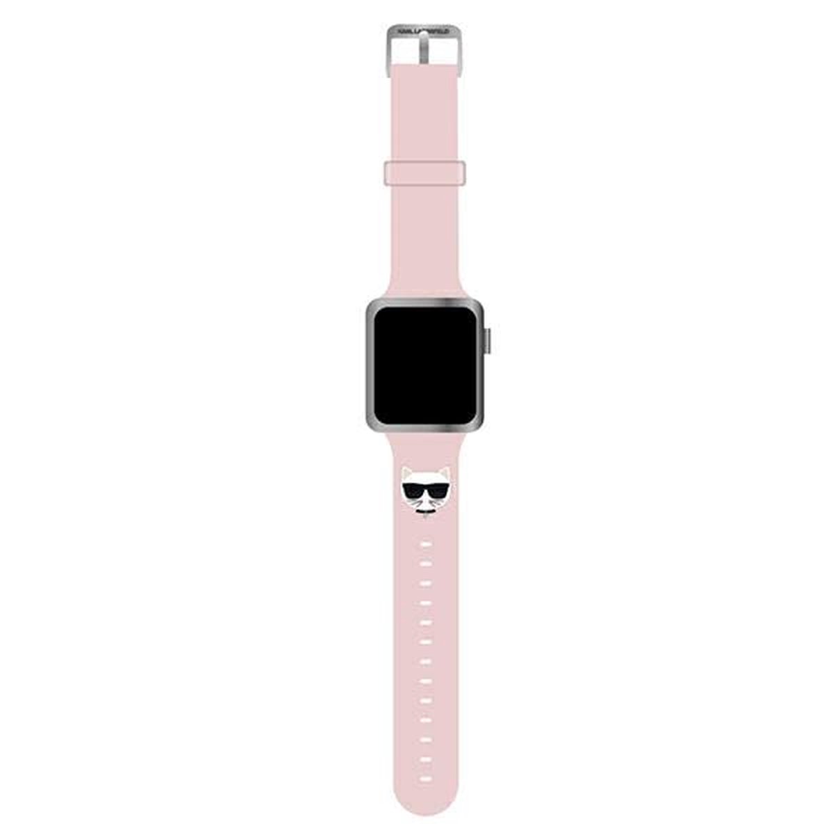 Pasek KARL LAGERFELD Choupette Head do Apple Watch (42/44/45mm) Różowy