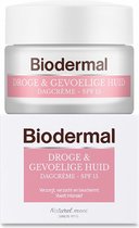 Biodermal Droge & gevoelige huid Dagcrème SPF 15, 50 ml - Verzorgt, verzacht en beschermt, Voedt intensief, voor Droge en Gevoelige huid