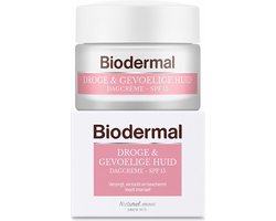 Biodermal Droge & gevoelige huid Dagcrème SPF 15, 50 ml - Verzorgt, verzacht en beschermt, Voedt intensief, voor Droge en Gevoelige huid