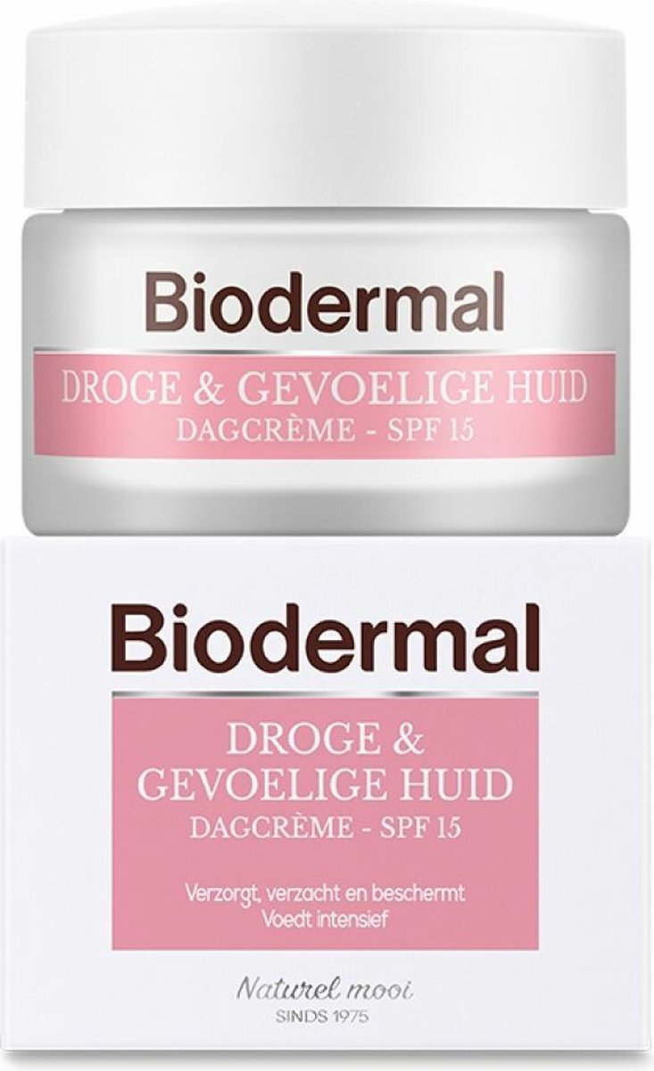 Bol.com Biodermal Droge & gevoelige huid Dagcrème SPF 15, 50 ml - Verzorgt, verzacht en beschermt, Voedt intensief, voor Droge e... aanbieding