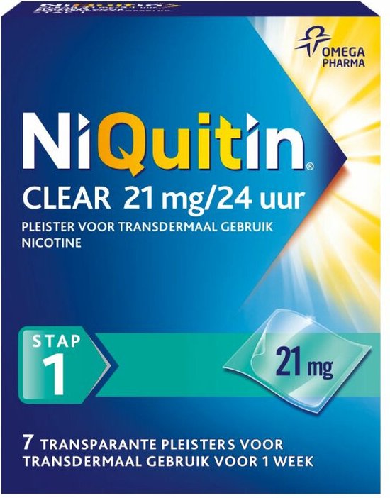 NiQuitin Clear Pleisters 21 mg – Stap 1 – Stoppen met roken – 7 stuks