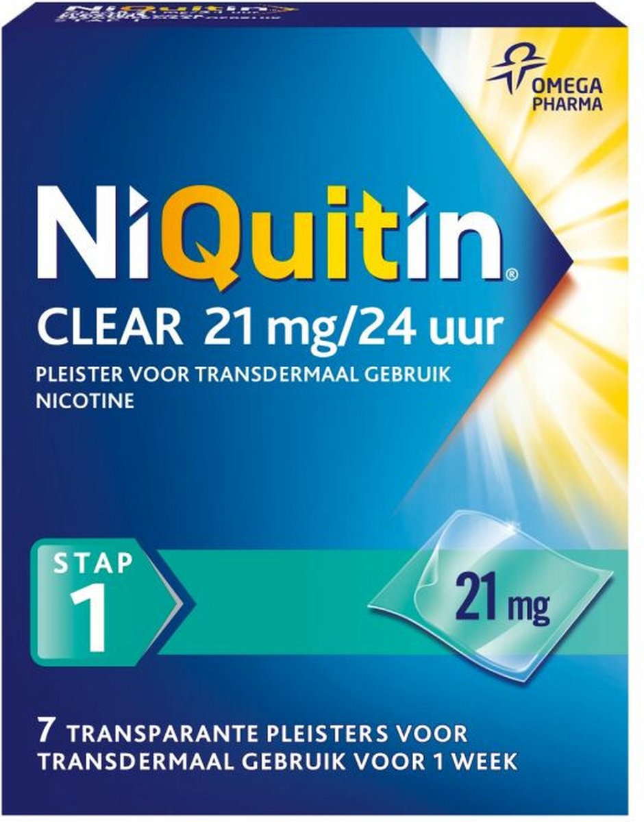 Goedkoopste NiQuitin Clear Pleisters 21 mg - Stap 1 - Stoppen met roken - 7 stuks