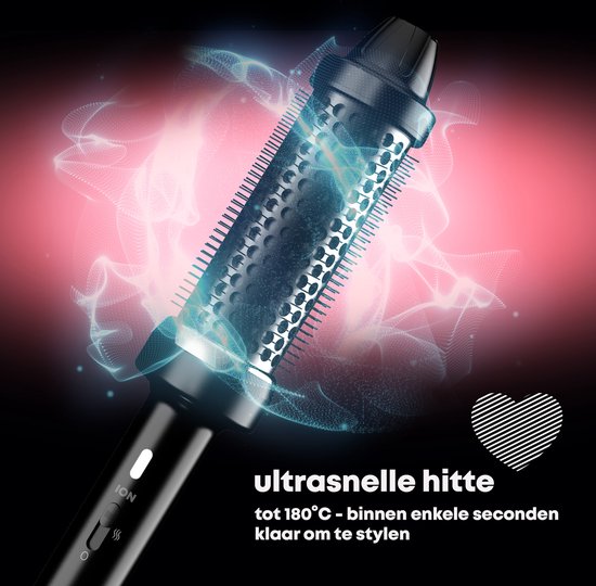 Revamp Keramische Krulborstel 40 mm - Fohnborstel met Ionentechnologie - Warmteborstel - Thermal Brush - Lichtgewicht - Blowout Brush - 3 Meter Salonkabel - Voor Krullen, Golven en Volume - Hitte Borstel - BR1400 - Zwart
