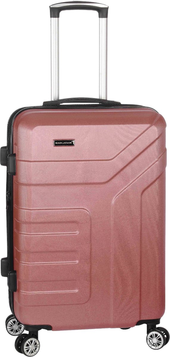 Madisson - Handbagage koffer - Reiskoffer met 4 wielen - Trolley - 48x36x20cm - 34 tot 44 liter rose