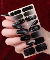 GUAPÀ® Nagelstickers & Nail wraps - Nail Art - Nagel Folie - Zwarte Nail Wrap - Nagellak Nagelstickers - Zwart met glitters - 16 Nagelstickers