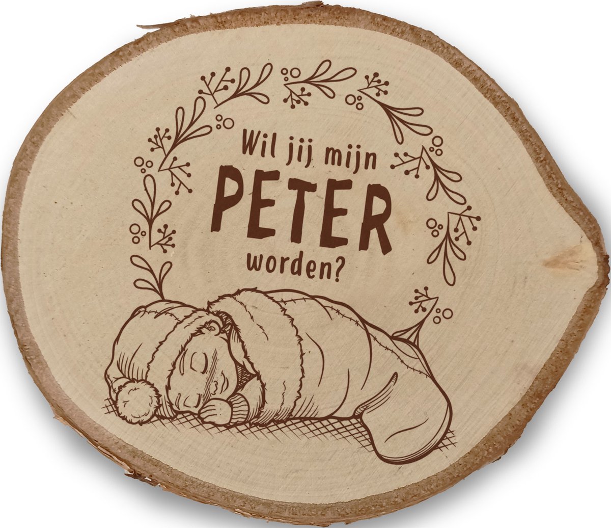 Goedkoopste Wil jij mijn peter worden - Boomschijf Staander - Kerstmis - Feestdagen - Kerstsok - Decoratie - zwangerschap- Peter/meter - Uniek - Baby op komst - Baby Shower- Baby In Red