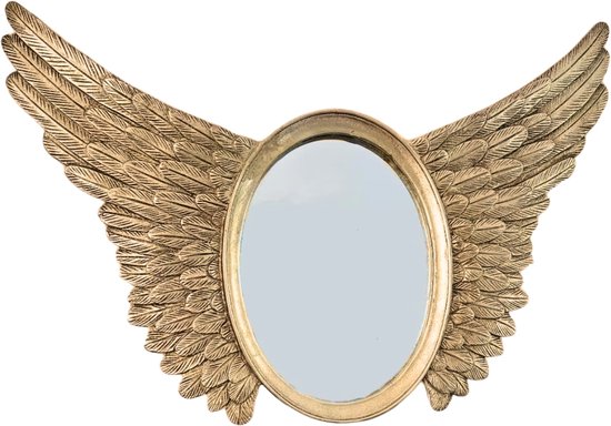 Parlane spiegel Wing goudkleurig 79 cm - decoratieve spiegel - spiegel met vleugels - wandspiegel - op te hangen aan de muur - polyresin