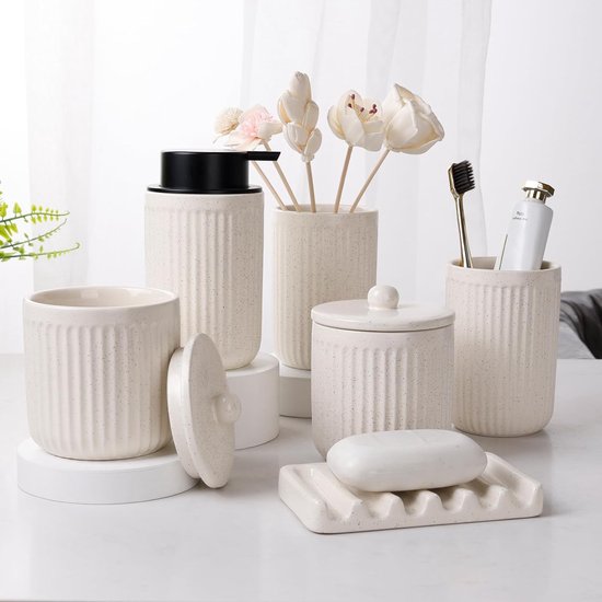 Merkloos Badkameraccessoires set vijfdelig - badkamer accessoires - volledige badkamerset