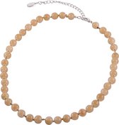 Behave Collier court demi pierre précieuse perles 8 mm + chaine d'extension