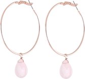 Behave Boucles d'oreilles - boucles d'oreilles - couleur rose - rose - pendentif - pierre naturelle - 7 cm