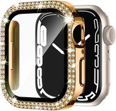 MY PROTECT - Diamond Hoesje Geschikt Voor Apple Watch 40mm Bescherm Case & Screenprotector - Goud