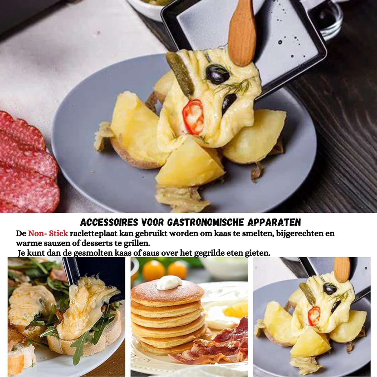 Brenzoos - Mini Raclette Set Voor Kaasfondue Met Grillpan En Anti Aanbaklaag Barbecuepan