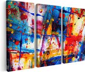 Artaza Canvas Schilderij Drieluik Abstracte Kunst - Kleurvolle Hand Gemaakte Acryl - 120x80 - Foto Op Canvas - Canvas Print