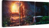 Artaza Canvas Schilderij Drieluik Kruisiging bij Zonsopgang - Opstanding Jezus - 180x80 - Groot - Foto Op Canvas - Canvas Print