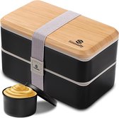 Boîte à bento japonaise avec compartiments, boîte à déjeuner pour adulte avec couverts, boîte à déjeuner anti-fuite, boîte à nourriture avec séparateurs, boîte à petit-déjeuner