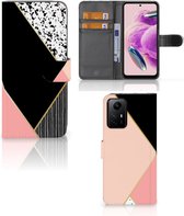 GSM Hoesje Geschikt voor Xiaomi Redmi Note 12S Bookcase Black Pink Shapes