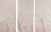 J-Line Set Van Drie Wanddeco Sakura Canvas/Hout Wit/Roze