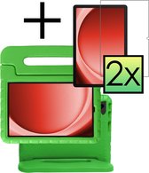 Hoesje Geschikt voor Samsung Galaxy Tab A9 Hoesje Kinderhoes Shockproof Hoes Kids Case Met 2x Screenprotector - Groen