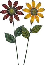 Tuinstekers-Zonnebloem-Set van 2-44cm-Rood en Geel