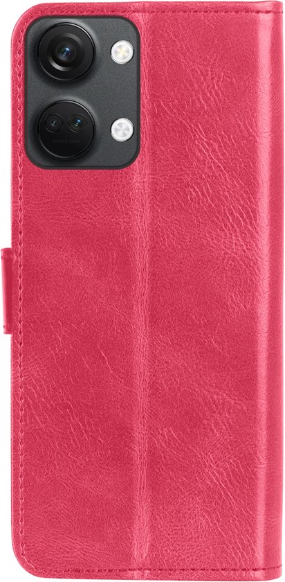 OnePlus Nord 3 Case Bookcase Cover Flip Case Book Cover 2x avec protecteur d'écran - OnePlus Nord 3 Cover Book Case Case - Rose foncé
