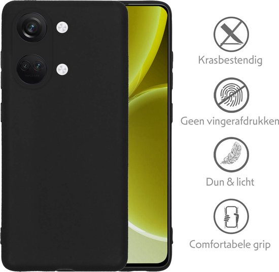 Coque adaptée pour OnePlus Nord 3 Coque en Siliconen avec film de protection d'écran – Coque adaptée pour OnePlus Nord 3 Coque en Siliconen – Zwart