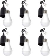 LCB - Voordeelpak Verhuisfitting 6 stuks E27 met kroonsteen - incl. 6x LED lamp E27- A60 - 10W 4000K helder wit licht
