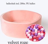 Wenzen Ballenbak baby ballenbad met 200st. ballen oceanballenbak velvet roze sponge ball pool 90x30cm rond