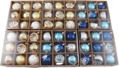 Kerstballen - 54 Delige Set - Kerstversiering - Goud, Wit, Blauw en Zilver - Verschillende Afwerkingen - Kerstboom Kerstballen - Voor in de kerstboom