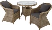 tectake - Aluminium Wicker luxe zitgroep met 2 stoelen en een tafel - natuur / beige - poly-rattan